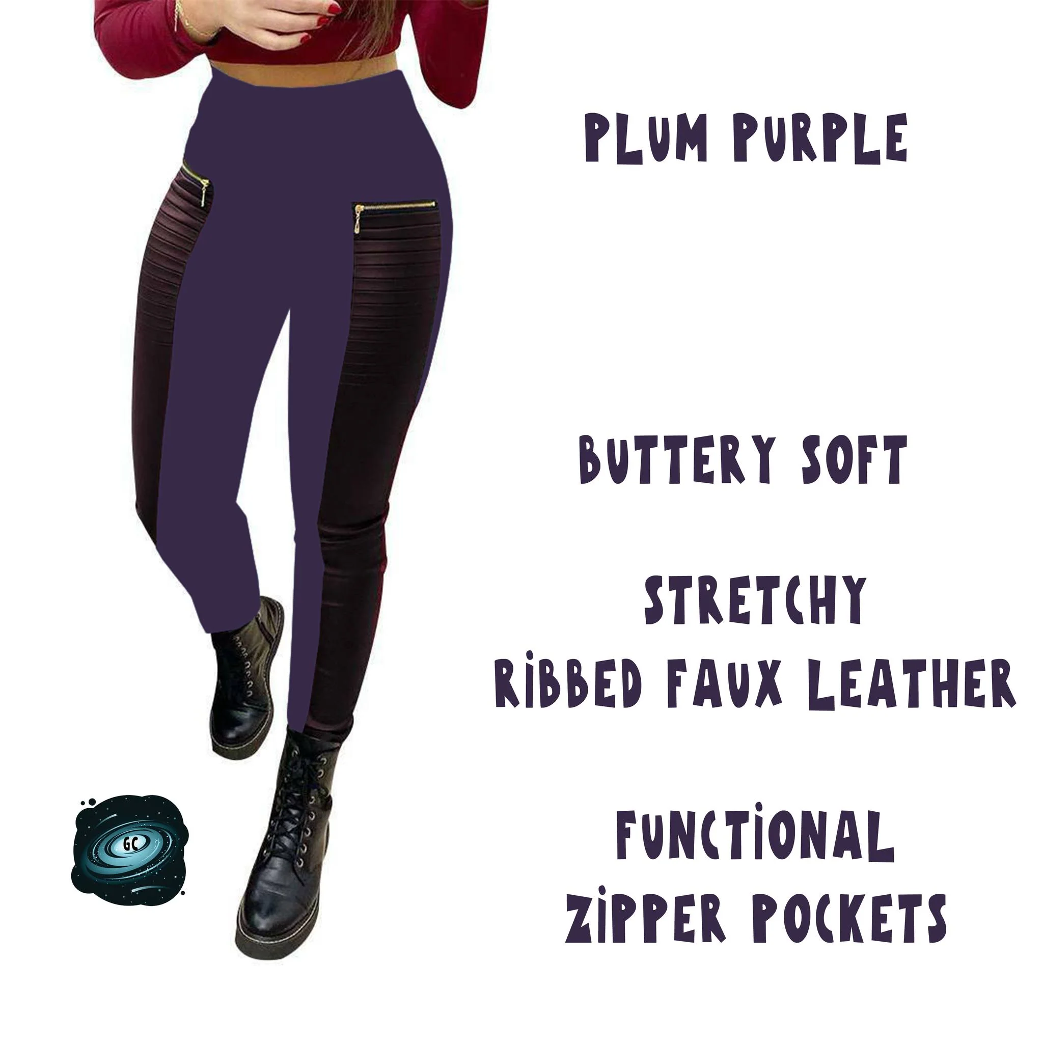 RIBBED FAUX LEATHER ZIPPER LEGGING - Image 6