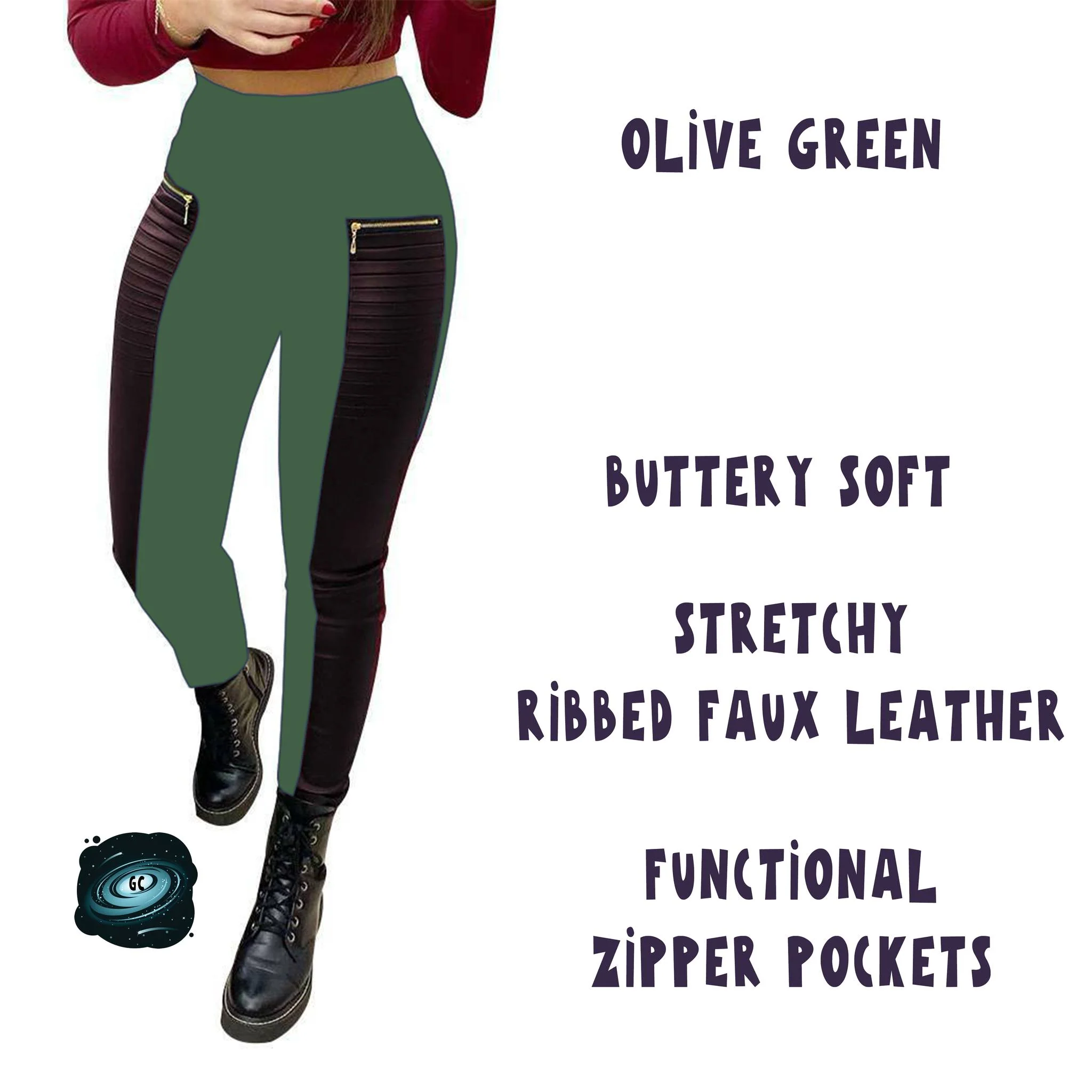 RIBBED FAUX LEATHER ZIPPER LEGGING - Image 7